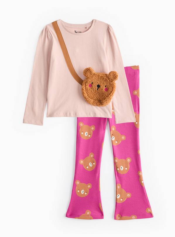 Teddy Bear Bag Top & Flares Set 1-2 years